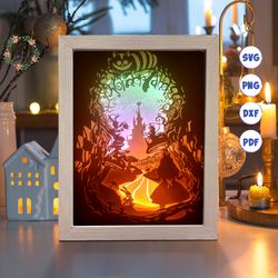 girl in the jungle 1 paper cut light box template, 3d shadow box svg files, shadow box paper cut, light box svg, 3d pape