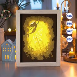 ocean 5 paper cut light box template, 3d shadow box svg files, shadow box paper cut, light box svg, 3d papercut light bo