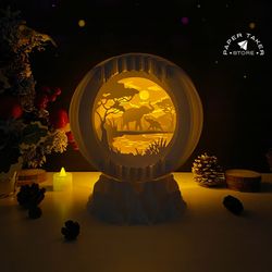 elephant pop-up template, globe pop-up svg for cricut projects, 3d papercut light box sliceform, diy globe night light