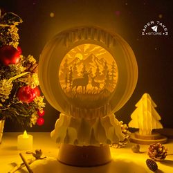 deer pop-up template, globe pop-up svg for cricut projects, 3d papercut light box sliceform, diy globe night