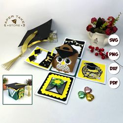 graduation 3 surpise gift box, handmade gift, svg template, jumping box svg for cricut, explosion box svg, surprise box
