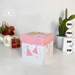 happy birthday 3 surprise gift box, handmade gift, svg template, jumping box svg for cricut, explosion box svg