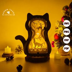 devil cats pop-up template, cat pop-up svg for cricut projects, 3d papercut light box sliceform, diy cat night light