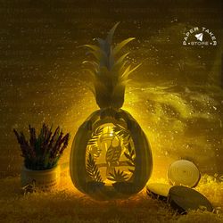 parrot paper cut pineapple pop up light box template, 3d pop up paper cut lightbox svg file diy, cutting cricut, shadow