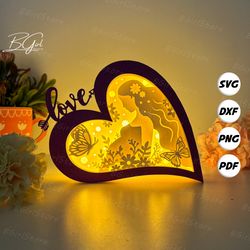 pregnancy mother paper cut love box template, 3d lantern paper cut lightbox svg diy, cutting cricut, shadow box