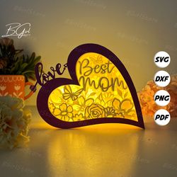 best mom paper cut love box template, 3d lantern paper cut lightbox svg diy, cutting cricut, shadow box paper cut