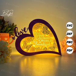 beautiful mom paper cut love box template, 3d lantern paper cut lightbox svg diy, cutting cricut, shadow box paper cut