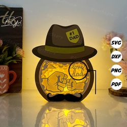 love dad paper cut hat box template, 3d lantern paper cut lightbox svg diy, cutting cricut, shadow box paper cut