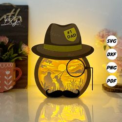 fishsing paper cut hat box template, 3d lantern paper cut lightbox svg diy, cutting cricut, shadow box paper cut