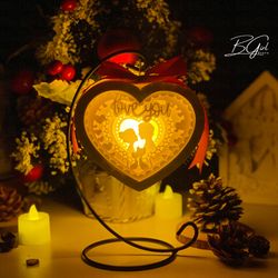 love 3 paper cut heart lantern light box template, 3d lantern paper cut lightbox svg diy, cutting cricut, svg template c