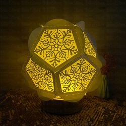 snowflake fly paper cut pentagon lantern light box template, 3d lantern paper cut lightbox svg file diy, cutting cricut,