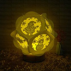 christmas 1 paper cut pentagon lantern light box template, 3d lantern paper cut lightbox svg file diy, cutting cricut