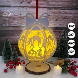 merry christmas paper cut globe lantern light box template, 3d lantern paper cut lightbox svg file diy, cutting cricut,