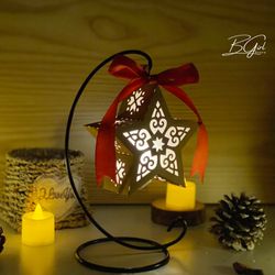 christmas 5 paper cut star lantern light box template, 3d lantern paper cut lightbox svg diy, cutting cricut 2