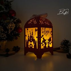 mickey paper cut lantern light box template, svg template cricut, cutting cricut, 3d lantern paper cut lightbox svg file