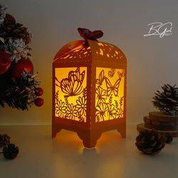 butterfly paper cut lantern light box template, svg template cricut, cutting cricut, 3d lantern paper cut lightbox svg f