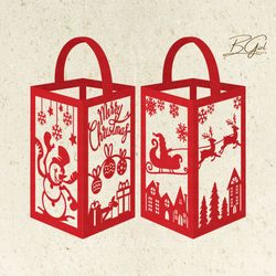 merry christmas paper cut lantern light box template, 3d lantern paper cut lightbox svg file diy, cutting cricut, shadow