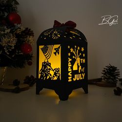 the fourth of july paper cut lantern light box template, svg template cricut, cutting cricut, 3d lantern paper cut light