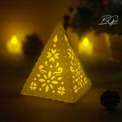 Christmas 4 Paper Cut Lantern Svg File, Christmas Pyramid Lantern Paper Cut, Christmas Lantern Svg Template, Diy Paper L