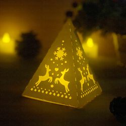 christmas 3 paper cut lantern svg file, christmas pyramid lantern paper cut, christmas lantern svg template, diy paper l