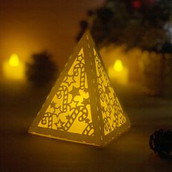 Christmas 2 Paper Cut Lantern Svg File, Christmas Pyramid Lantern Paper Cut, Christmas Lantern Svg Template, Diy Paper L