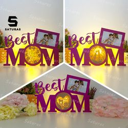 pack 3 best mom box paper cut light box template, sillhouette, 3d papercut lightbox svg file diy, cutting cricut