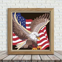 american eagle paper cut light box template, sillhouette, 3d papercut lightbox svg file diy, cutting cricut, svg templat