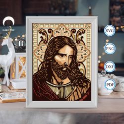 jesus shadow box svg, jesus paper cut light box, shadow box template for cicut diy, 3d light box svg handmade 10