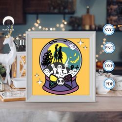 nightmare before christmas 8 shadow box svg, gnome paper cut light box, shadow box template for cicut diy, 3d light box