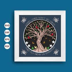 cardinal bird tree shadow box svg, bird tree paper cut light box, cricut files, 3d bird tree shadow box, layered cardsto