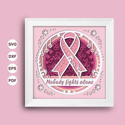 cancer awareness ribbon shadow box svg, awareness paper cut light box, cricut files, 3d awareness shadow box, layered ca