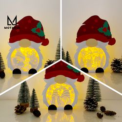 pack 3 christmas 4 gnome box lamp for christmas decor, gnome box svg for cricut project diy, christmas shadow box