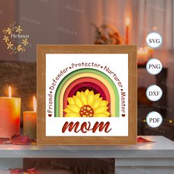 rainbow mom shadow box files, paper cut light box template files, shadow box paper cut, 3d papercut light box svg file d