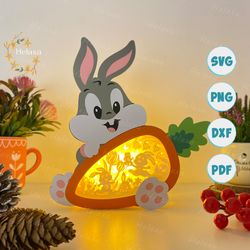bunny easter carrot box svg, carrot shadow box svg for cricut projects diy, easter shadow box svg, rabbit lantern svg, 3