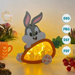 bunny easter 3 carrot box svg, carrot shadow box svg for cricut projects diy, easter shadow box svg, rabbit lantern svg