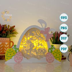 bunny easter 3 eggs box lamp decoration, easter egg paper lantern svg for cricut projects diy, easter shadow box svg