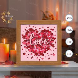 love heart shadow box files, paper cut light box template files, shadow box paper cut, 3d papercut light box svg file di