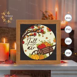 fall is in the air shadow box files, paper cut light box template files, shadow box paper cut, 3d papercut light box svg