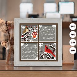 cardinals outside window shadow box files, paper cut light box template files, 3d papercut light box svg file diy