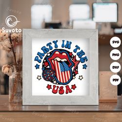 party in the usa shadow box files, paper cut light box template files, 3d papercut light box svg file diy, shadow box