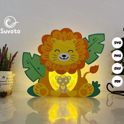 lion box 2 files, paper cut light box template files, 3d papercut lion box svg file diy, lion box paper cut