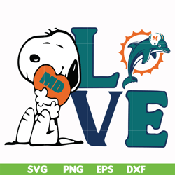 snoopy love miami dolphins svg, png, dxf, eps digital file td18