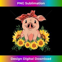 cute pig bandana sunflower - instant png sublimation download