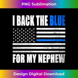 womens i back the blue for my nephew thin blue line police gift v-neck 3 - retro png sublimation digital download