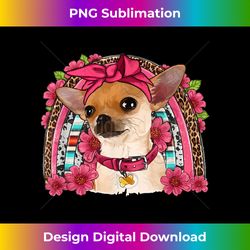 cute chihuahua with bandana headband rainbow leopard floral - high-resolution png sublimation file