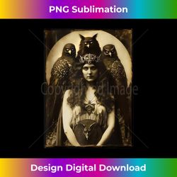 vintage witch sorceress with raptor birds 1910s photography 1 - sublimation-ready png file