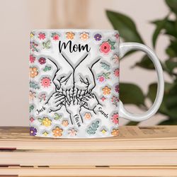 personalized holding hand mug, custom 3d inflated effect you hold my hand, mom mug, mom cup, gift for mom, mothers day