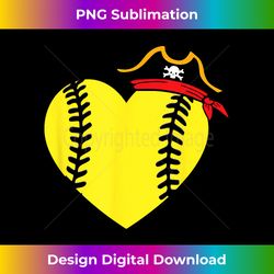 softball baseball heart with pirate hat - png sublimation digital download