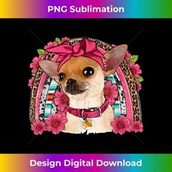 cute chihuahua with bandana headband rainbow leopard floral - stylish sublimation digital download