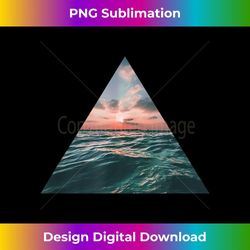 sunset ocean photo triangle graphic print mens black t 2 - png transparent sublimation file